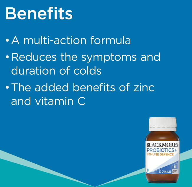 Men Vi Sinh Hỗ Trợ Hệ Miễn Dịch Blackmores Probiotics+ Immune Defence Gut Health Vitamin 30 Viên