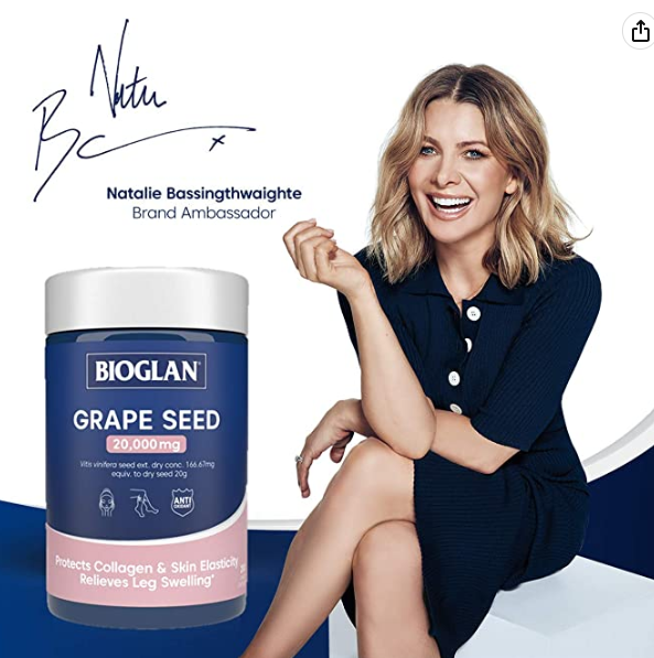 Tinh chất hạt nho Bioglan Grape Seed 20000mg ÚC 200v bổ sung collagen, làm đẹp da, hỗ trợ lưu lượng máu