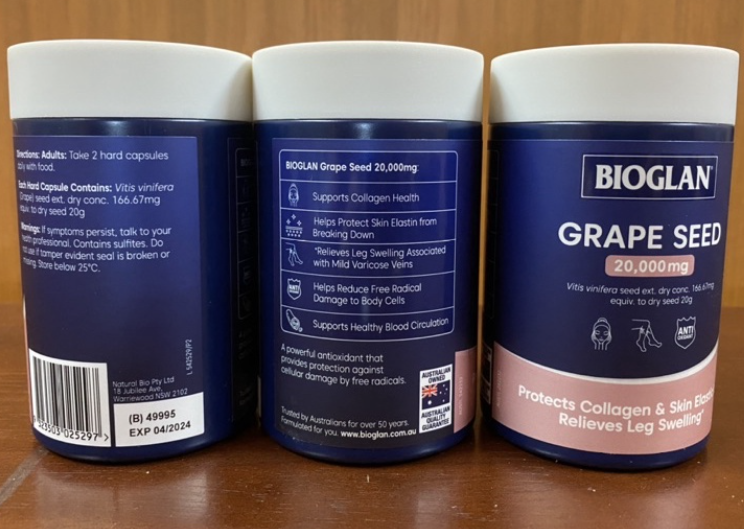 Tinh chất hạt nho Bioglan Grape Seed 20000mg ÚC 200v bổ sung collagen, làm đẹp da, hỗ trợ lưu lượng máu