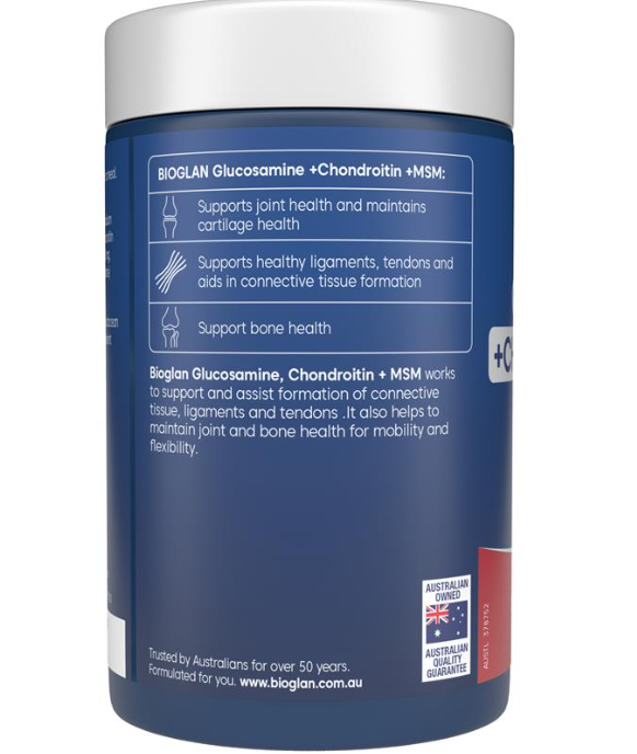 Viên Uống Giảm Đau Xương Khớp Bioglan Glucosamine Chondroitin + MSM 180 Table