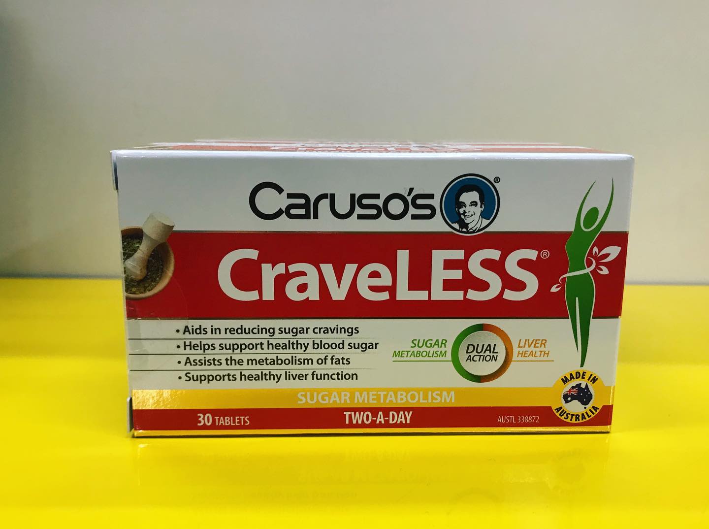 Viên uống hỗ trợ chức năng gan khỏe mạnh Carusos CraveLESS 30 Tablets