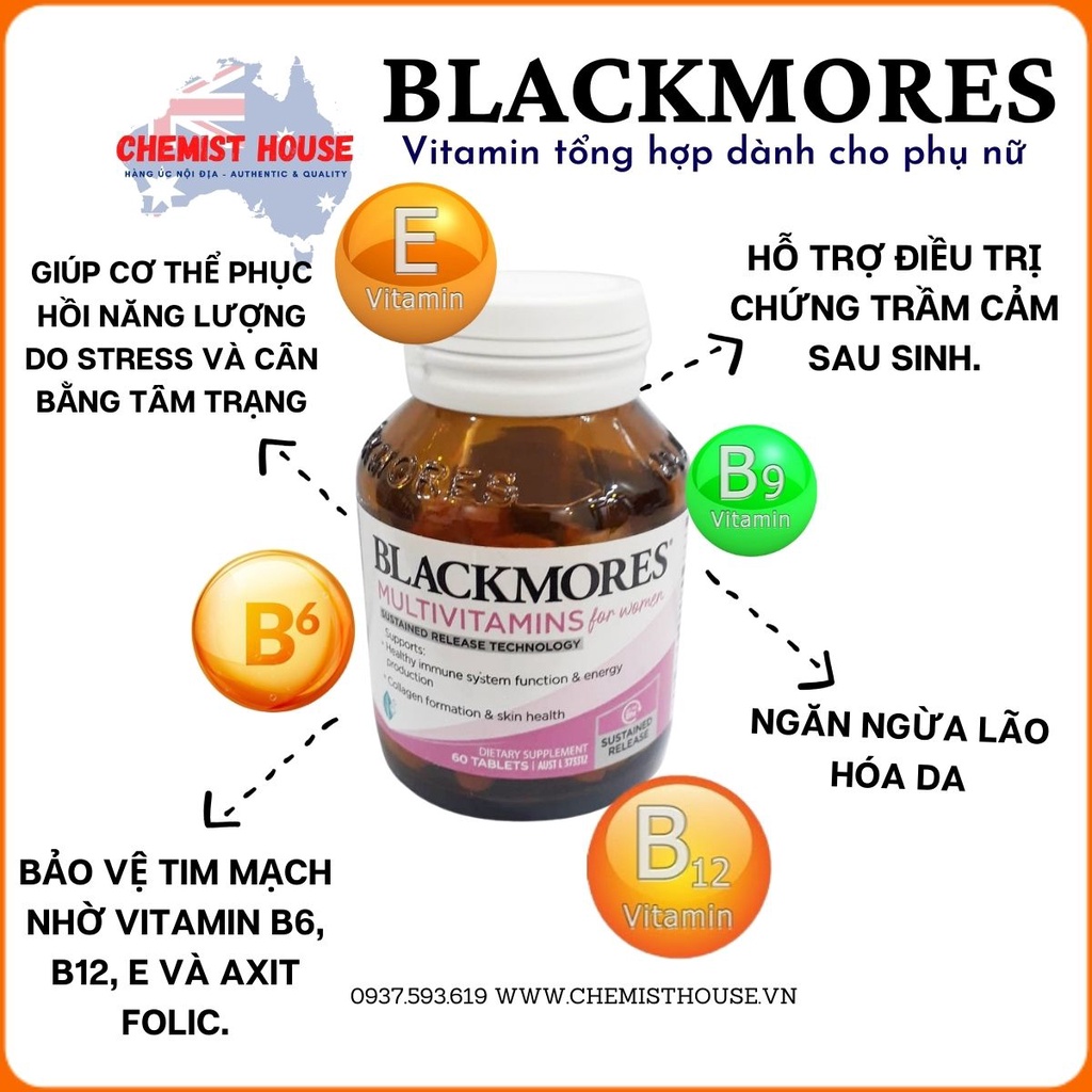 Blackmores Vitamin Tổng Hợp Nam Nữ Úc - Blackmores Multivitamin For Men | Women Tăng Năng Lượng Sức Khỏe Toàn Diện