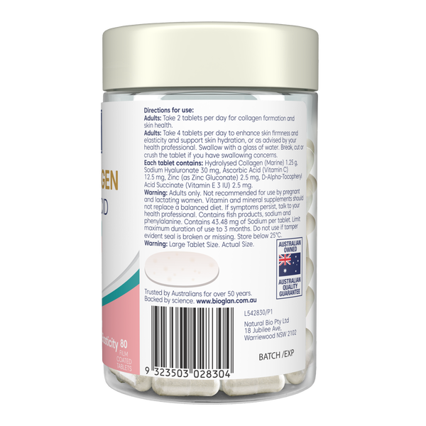 Viên uống bổ sung collagen - Bioglan Marine Collagen + Hyaluronic Acid 80 viên