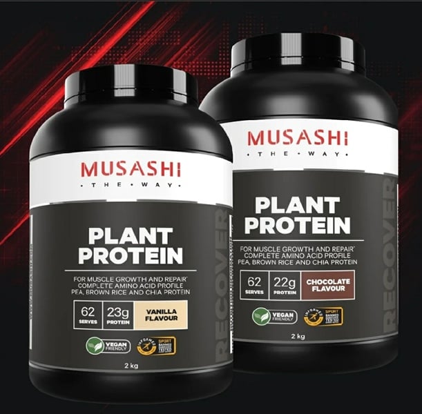 Protein Thực Vật Hỡ Trợ phát Triển Cơ Musashi Vị Vanilla 2kg - Musashi Plant Protein Chocolate 2kg
