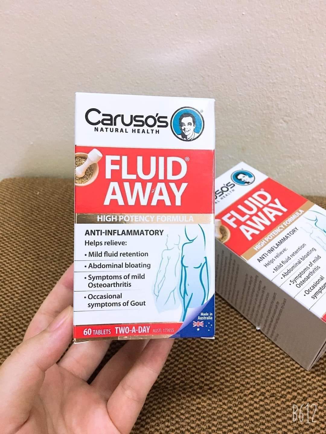 Viên uống hỗ trợ chức năng thận và gan Carusos Natural Health Fluid Away 60 Tablets