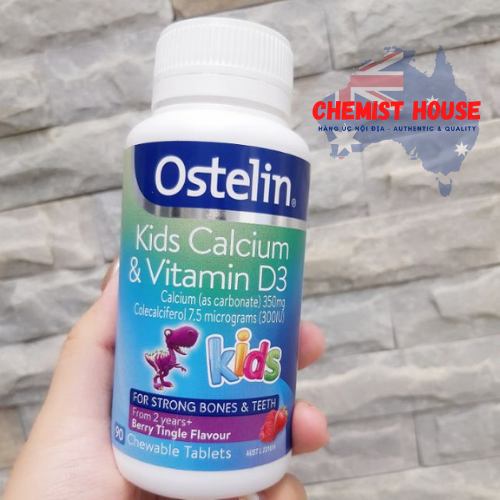 Ostelin Kids Calcium & Vitamin D3 - Viên uống bổ sung Vitamin D3 và Canxi cho bé 90 viên
