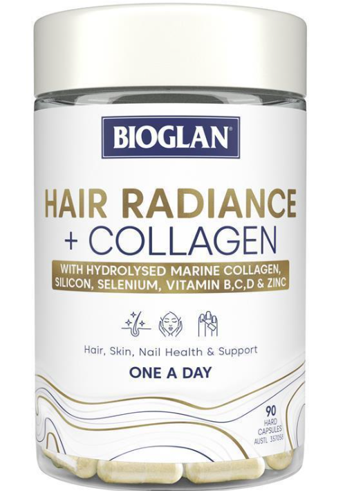 Viên uống đẹp và tóc, dưỡng tóc Bioglan Hair Radiance + Collagen 90 Capsules