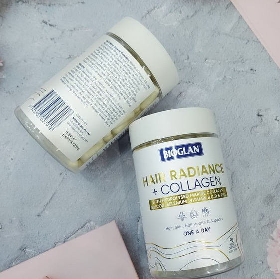 Viên uống đẹp và tóc, dưỡng tóc Bioglan Hair Radiance + Collagen 90 Capsules