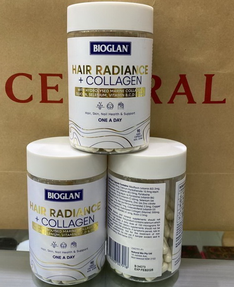Viên uống đẹp và tóc, dưỡng tóc Bioglan Hair Radiance + Collagen 90 Capsules