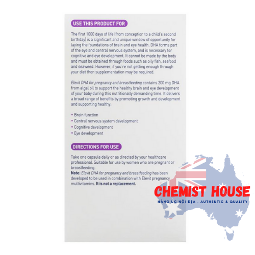 Elevit DHA For Pregnancy and Breastfeeding capsules 60 pack - Elevit DHA cho bầu 60 viên (60 ngày)
