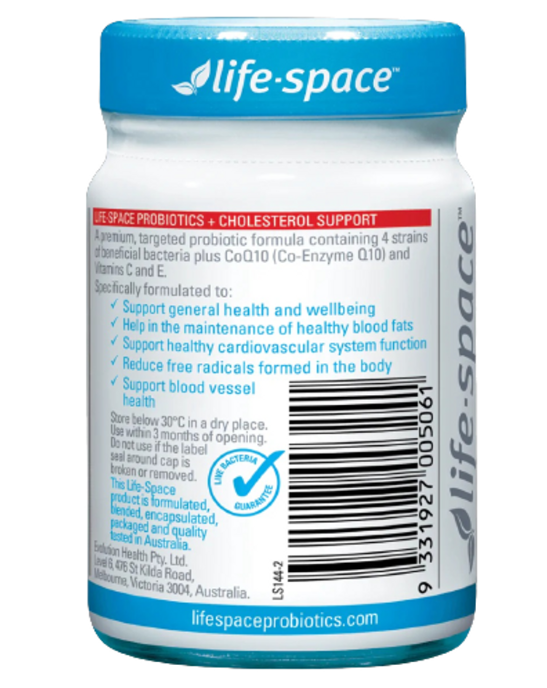 Men Vi Sinh Hỗ Trợ Tim Mạch Úc Life Space Probiotic + Cholesterol Support 50 Capsules
