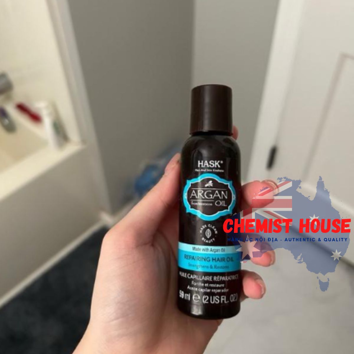 Tinh chất Hask Argan Oil phục hồi và bóng tóc khô xơ chẻ ngọn làm dày tóc 59ml