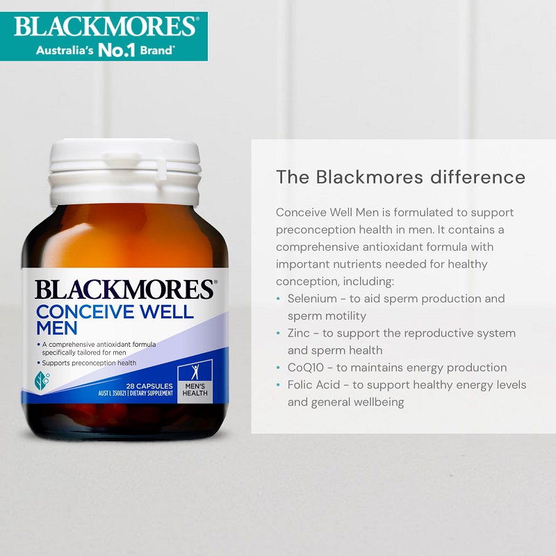 Viên uống tăng sinh lý tăng thụ thai cho Nam - Blackmores Conceive Well Men 28 Tablets