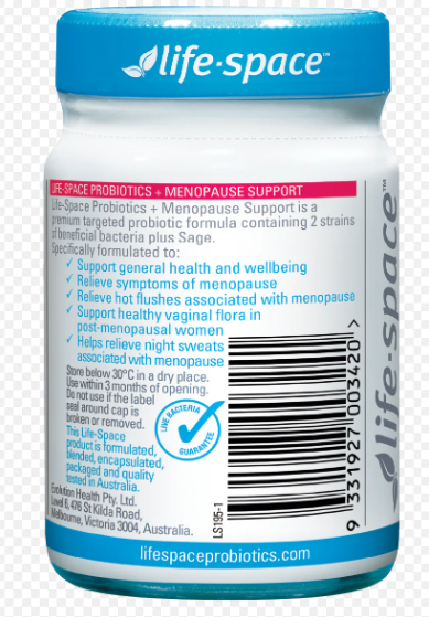 Life Space Probiotics + Menopause Support 30 Capsules