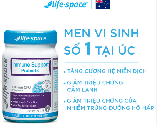Viên Uống Men Vi Sinh Tăng Đề Kháng Life Space Immune Support Probiotic 60 Capsules