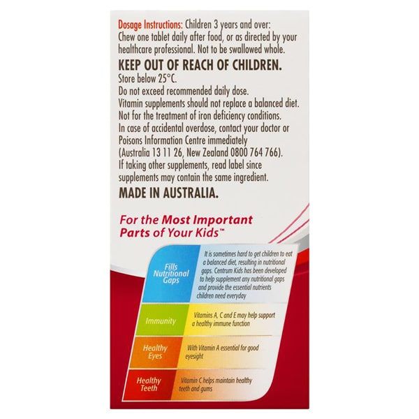 Viên nhai Vitamin cho trẻ em Centrum Kids Strawberry 60 chewable tablets