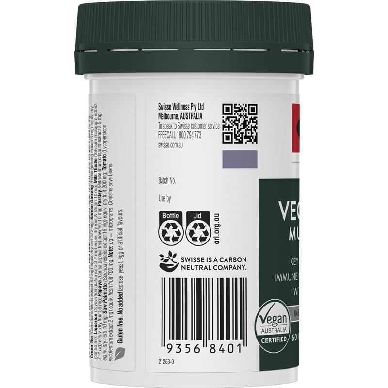 Viên uống vitamin thuần chay dành cho nam Swisse Vegan Mens Ultivite 60 Tablets