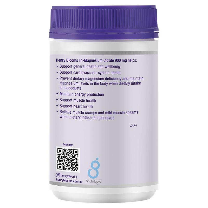 Viên Uống Henry Blooms Tri-Magiê Citrate 900mg 150 Viên - Henry Blooms Tri-Magnesium Citrate 900mg 150 Capsules Bulk Pack