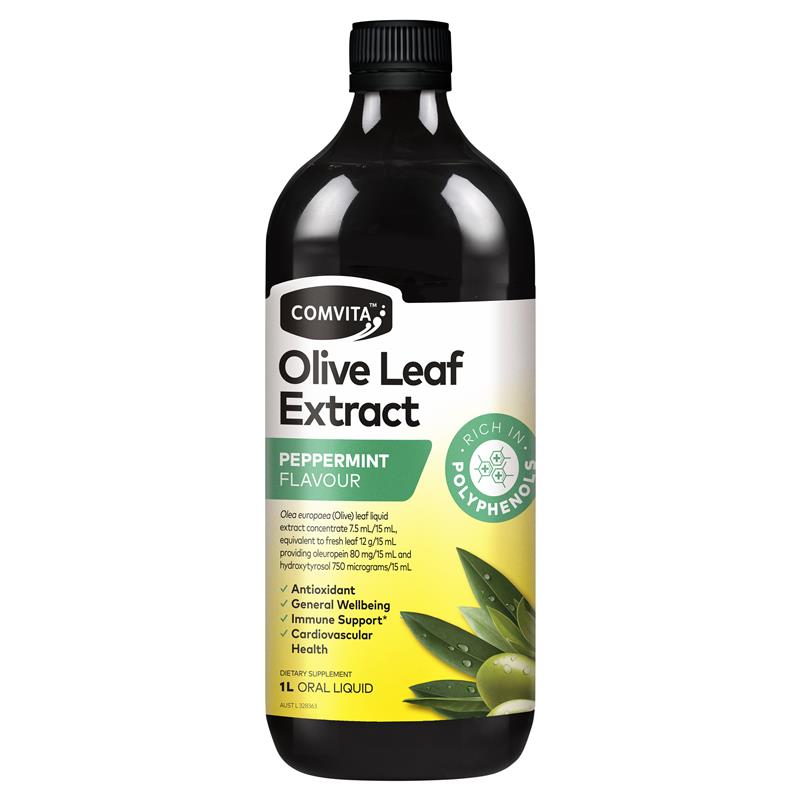Siro chiết xuất lá Oliu hỗ trợ hệ miễn dịch - Comvita Olive Leaf Extract Peppermint 1 Litre