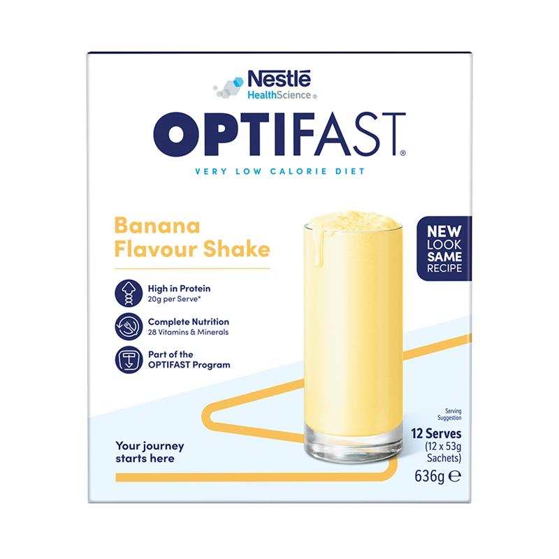 Optifast VLCD Shake Chocolate, Vanilla, Banana, Strawberry Ít Calo & Cung Cấp Chất Dinh Dưỡng Cần Thiết Để Giảm Cân An Toàn & Hiệu Quả - Optifast VLCD Shake Chocolate, Vanilla, Banana, Strawberry 18 x 53g