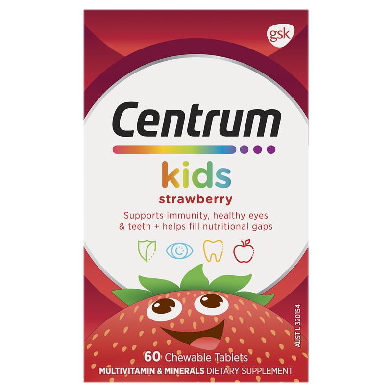 Viên nhai Vitamin cho trẻ em Centrum Kids Strawberry 60 chewable tablets