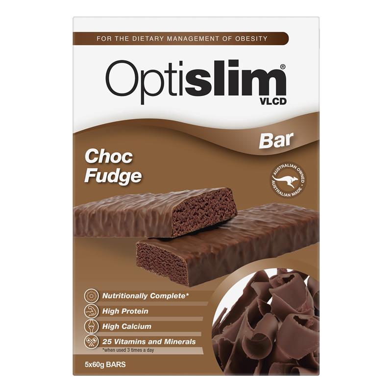 Sô Cô La OptiSlim VLCD Bar Choc Fudge Hỗ Trợ Dinh Dưỡng Thay Thế Bữa Ăn 5 góix60g - OptiSlim VLCD Bar Choc Fudge 5
