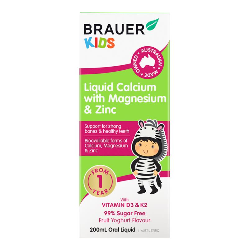 Siro bổ sung Canxi, Magie và Kẽm Brauer Baby & Kids Liquid Calcium With Magnesium & ZinC cho trẻ trên 1 tuổi (200ml)