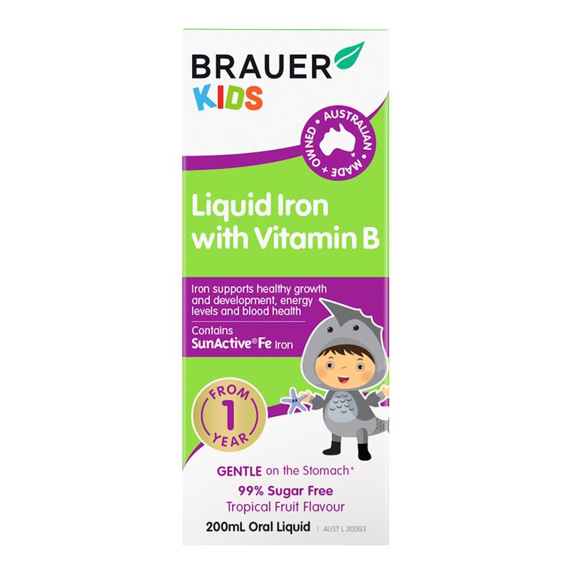 Siro BRAUER Liquid Iron with Vitamin B - Bổ sung Sắt & vitamin B cho trẻ từ 1 tuổi (200ml)