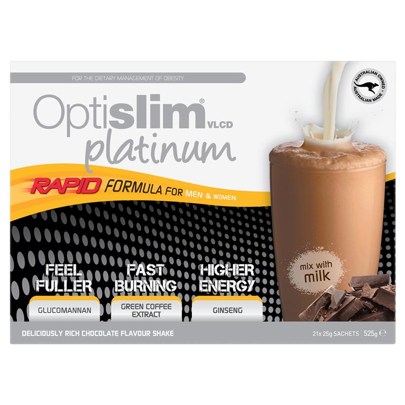 Optislim Sữa Tách Béo Hỗ Trợ Giảm Cân Hương Vị Socola 21x25g - VLCD Platinum Shake Chocolate 25g x 21