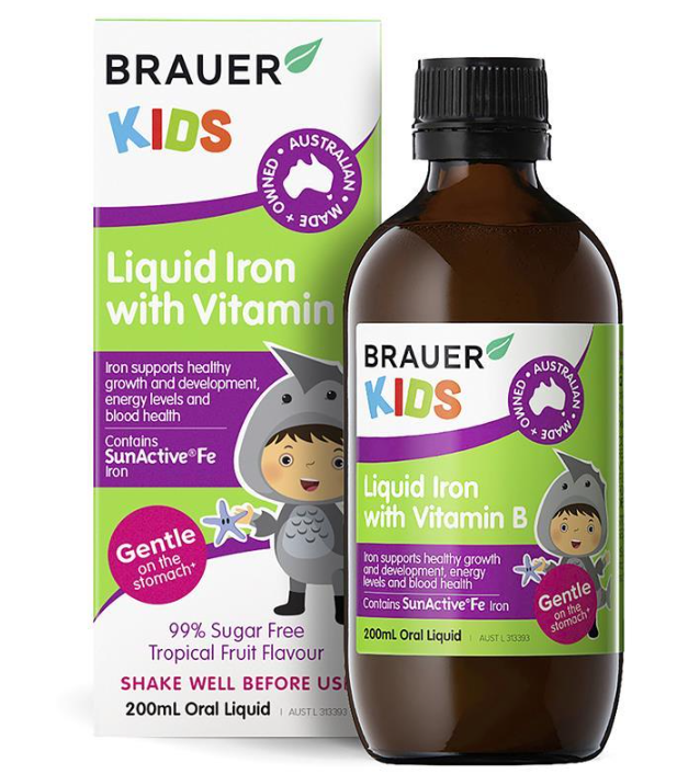 Siro BRAUER Liquid Iron with Vitamin B - Bổ sung Sắt & vitamin B cho trẻ từ 1 tuổi (200ml)