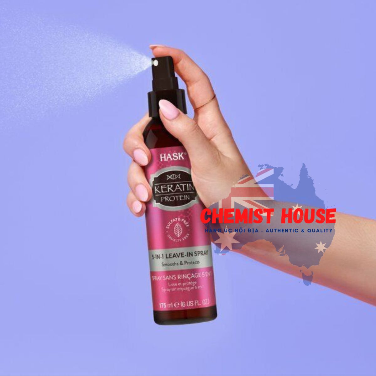 XỊT DƯỠNG TÓC HASK Keratin Protein 5-in-1 Leave-In Conditioner 175ml