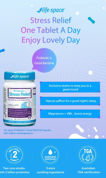 Viên uống hỗ trợ giảm căng thẳng Life Space Probiotic + Stress Support 50 Viên