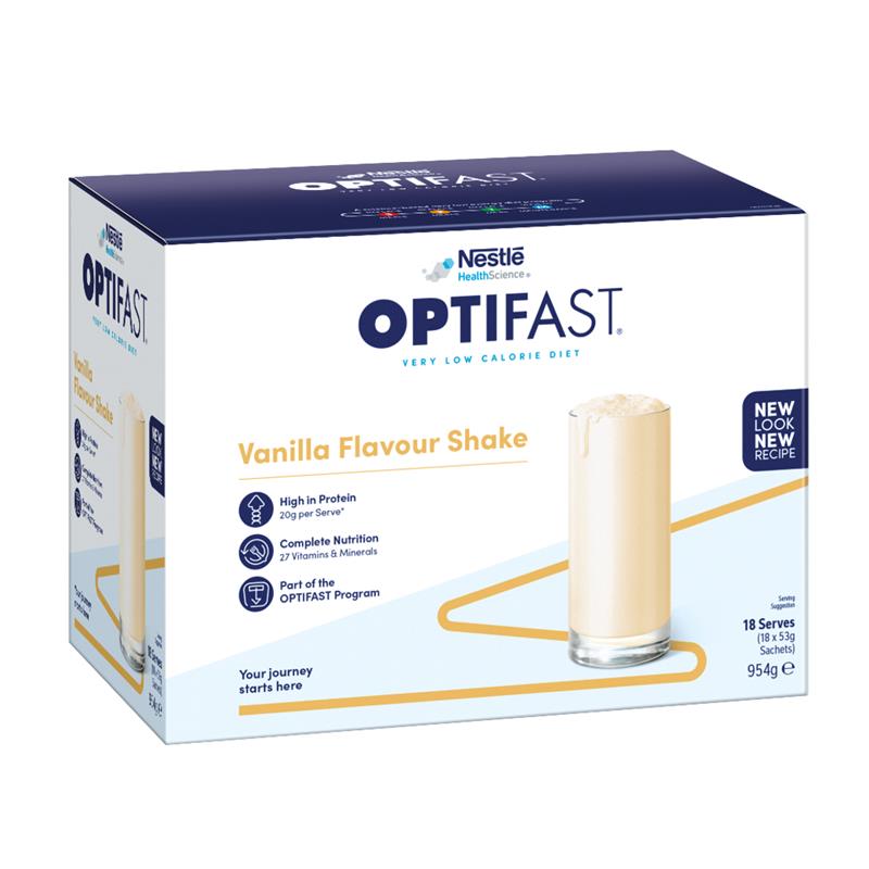Optifast VLCD Shake Chocolate, Vanilla, Banana, Strawberry Ít Calo & Cung Cấp Chất Dinh Dưỡng Cần Thiết Để Giảm Cân An Toàn & Hiệu Quả - Optifast VLCD Shake Chocolate, Vanilla, Banana, Strawberry 18 x 53g