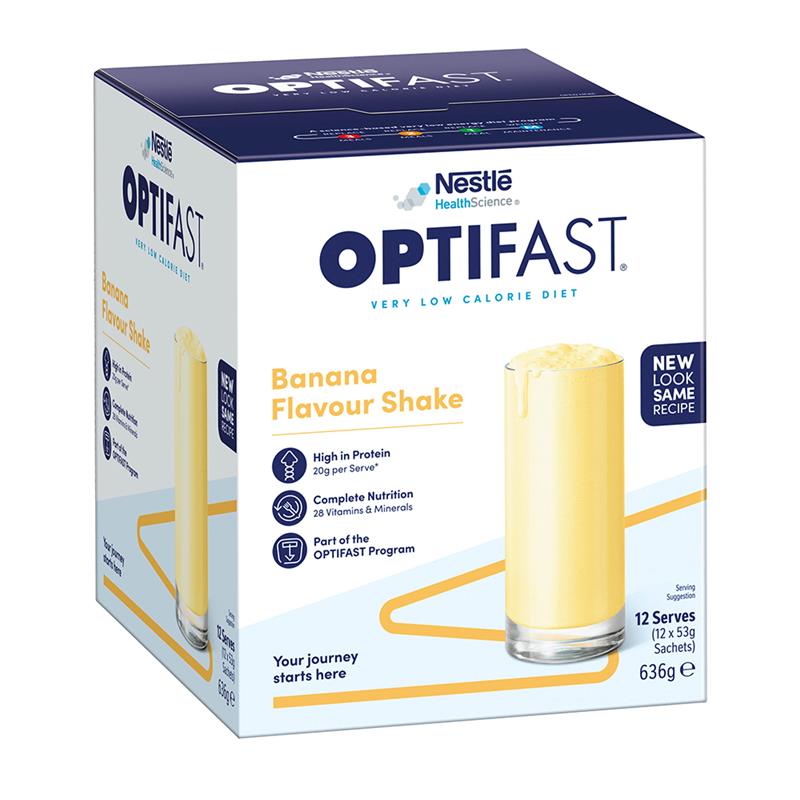 Optifast VLCD Shake Chocolate, Vanilla, Banana, Strawberry Ít Calo & Cung Cấp Chất Dinh Dưỡng Cần Thiết Để Giảm Cân An Toàn & Hiệu Quả - Optifast VLCD Shake Chocolate, Vanilla, Banana, Strawberry 18 x 53g