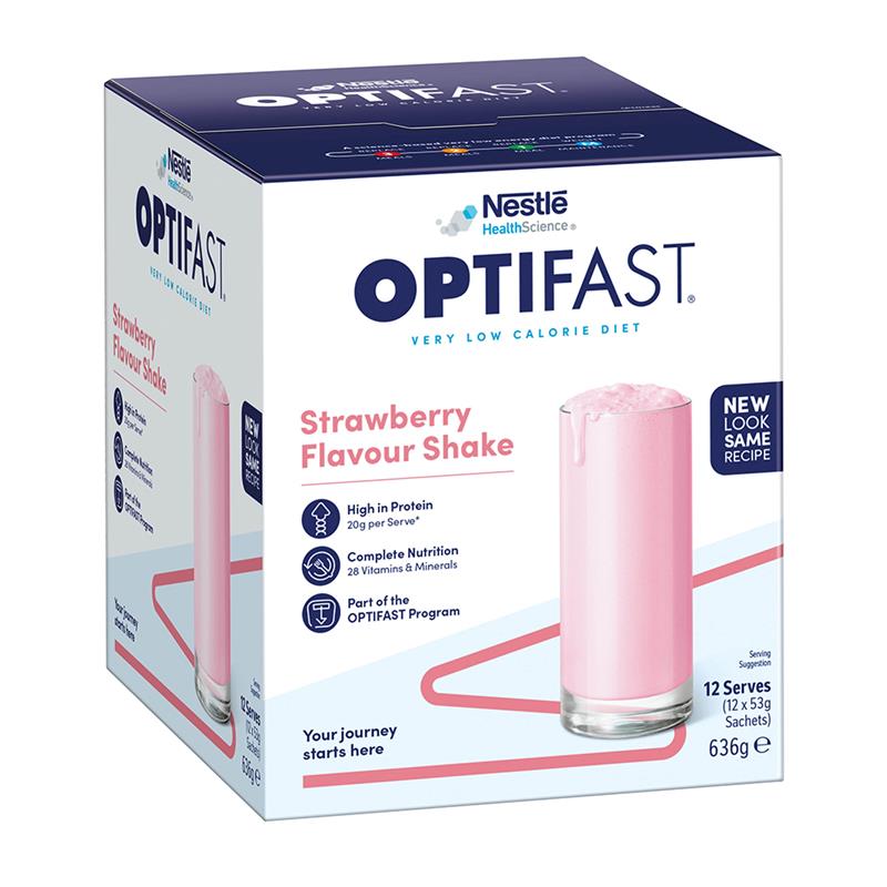 Optifast VLCD Shake Chocolate, Vanilla, Banana, Strawberry Ít Calo & Cung Cấp Chất Dinh Dưỡng Cần Thiết Để Giảm Cân An Toàn & Hiệu Quả - Optifast VLCD Shake Chocolate, Vanilla, Banana, Strawberry 18 x 53g