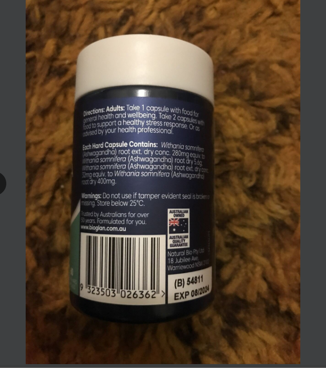 Viên Uống Giảm Căng Thẳng An Thần, Triết Xuất Từ Nhân Sâm Ấn Độ Bioglan Ashwagandha 6000mg 60 Vegan Capsules