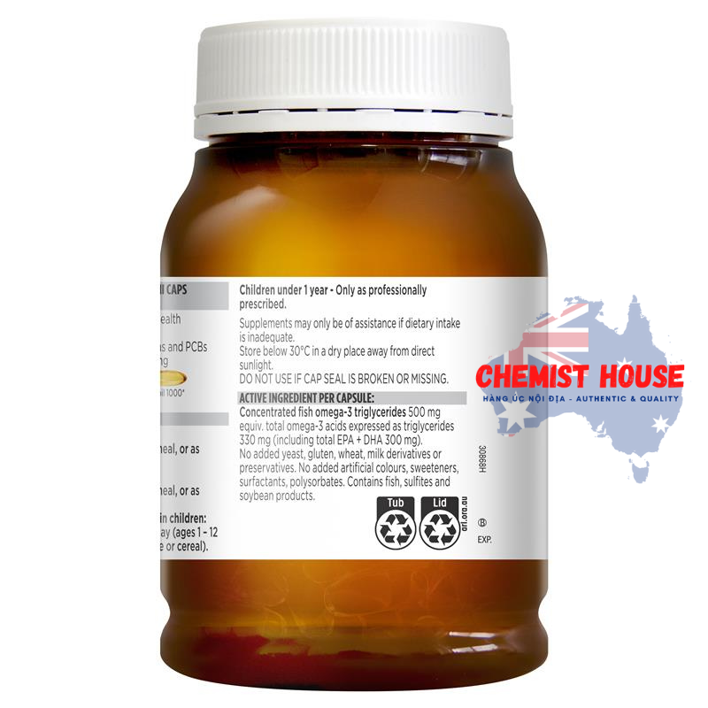 Blackmores Odourless Fish Oil  - Viên uống Dầu cá không mùi Minicaps 400 viên