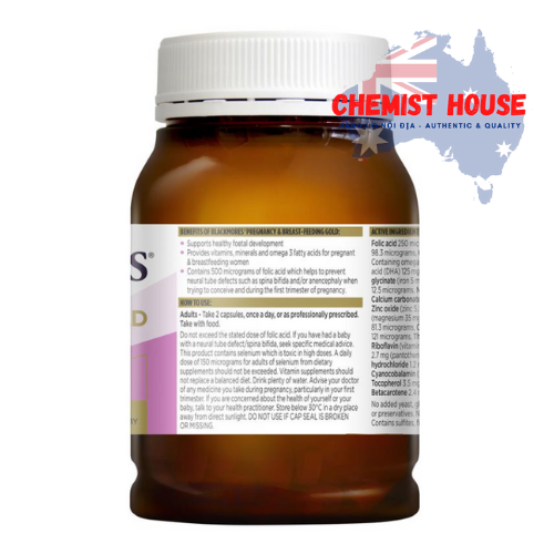 Blackmores Pregnancy and Breastfeeding Gold - Viên uống lợi sữa cho mẹ sau sinh 180 viên