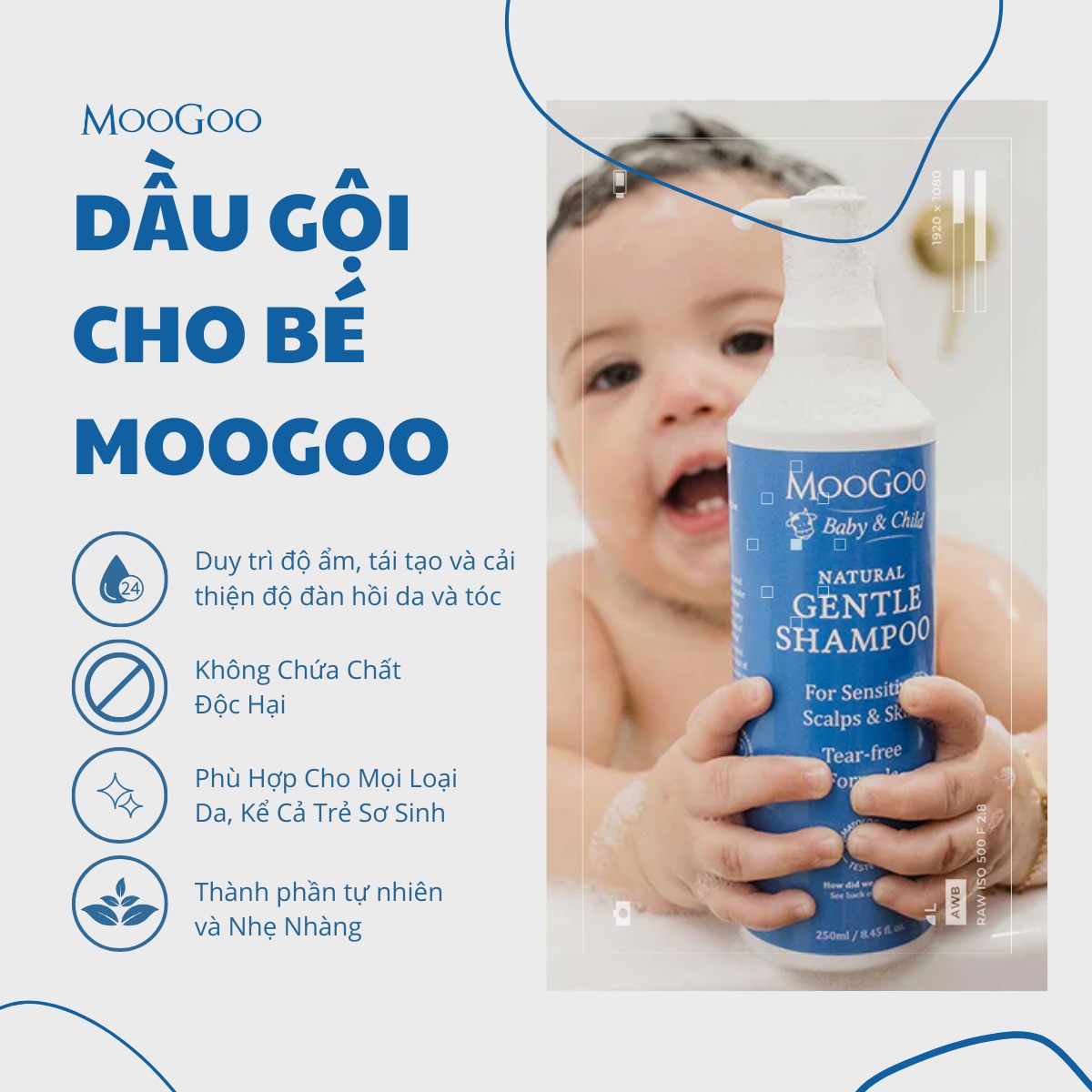 Dầu Gội Cho Bé MooGoo Dịu Nhẹ & Lành Tính, Thành Phần Tự Nhiên 250ML - MooGoo Baby And Child Gentle Shampoo 250ml