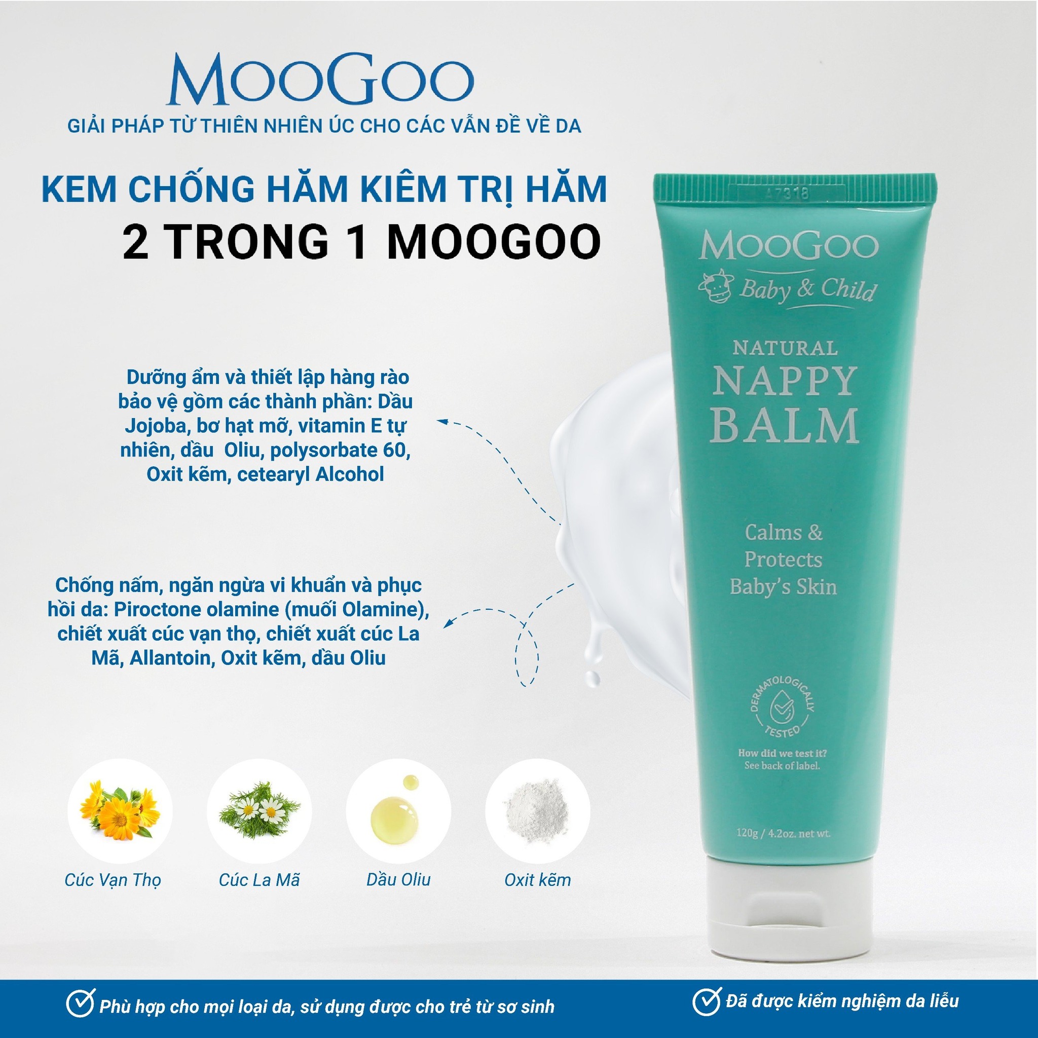 Kem Bôi Dưỡng Da Chống Hăm Cho Bé MooGoo Tuýp 120g - MooGoo Baby And Child Nappy Balm 120g