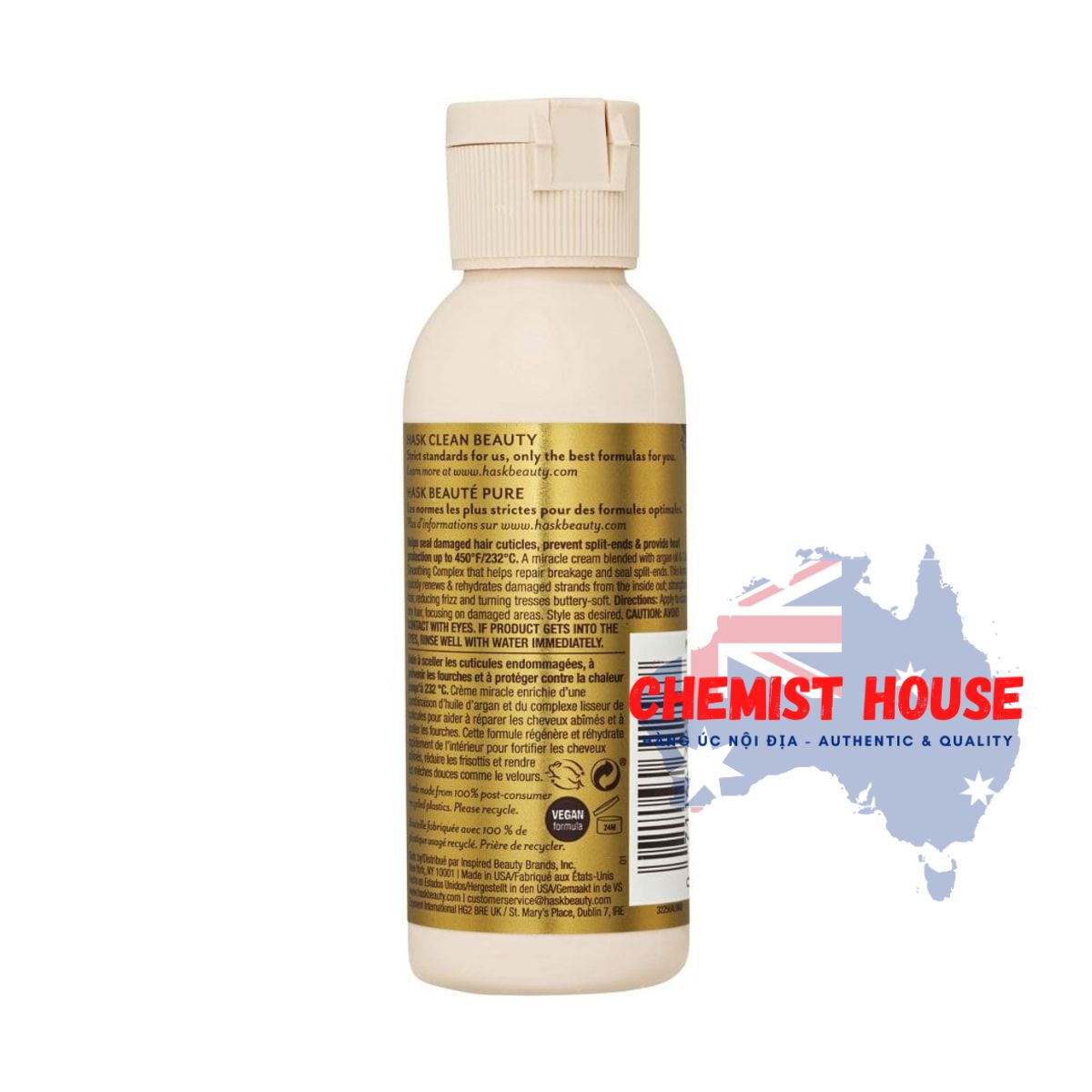 Kem giảm gãy rụng tóc HASK ARGAN OIL Miracle Damage Repair Cream 60ml an toàn tóc nhuộm, ngăn ngừa tóc chẻ ngọn và bảo vệ tóc