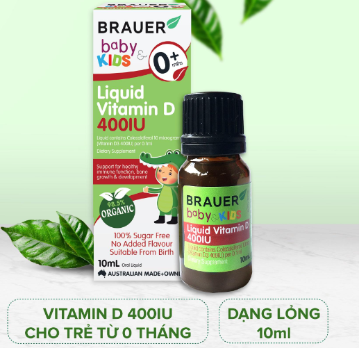 Vitamin D Giúp Bé Tăng Chiều Cao Cho Bé Brauer Kids Liquid Vitamin D 400IU 10ml