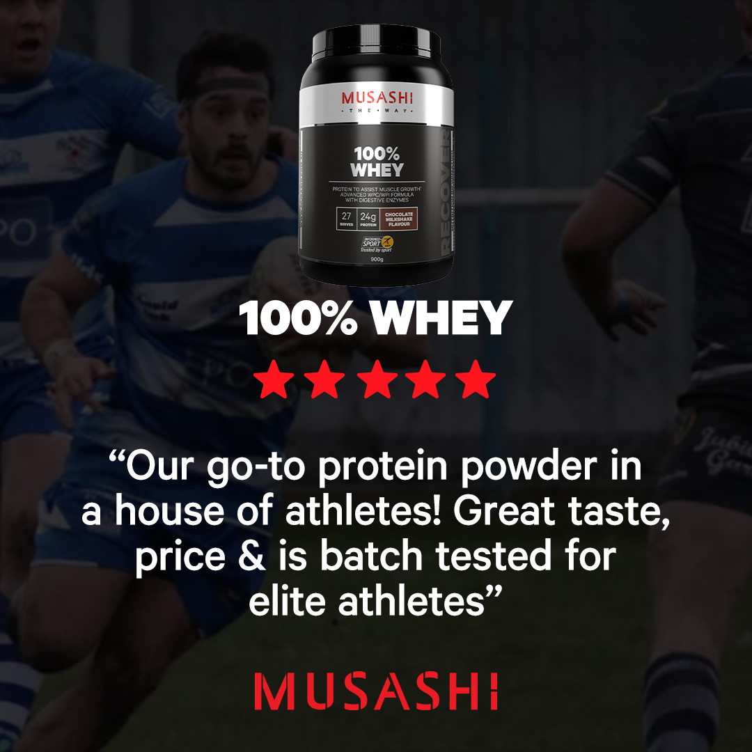 Bột Protein Whey Musashi 100% Hỗ Trợ Tăng Trưởng & Phục Hồi Cơ Bắp Vị Caramel Muối/Vanila/Sô cô la 900g - Musashi 100% Whey Salted Caramel 900g