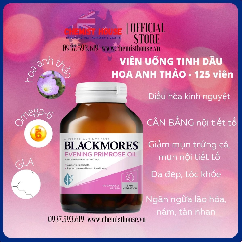 Viên uống tinh dầu hoa anh thảo Úc Blackmores Evening Primrose Oil [hàng có bill]