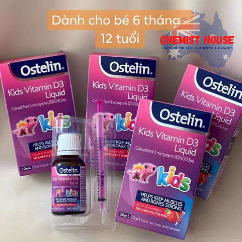 Ostelin Kids Vitamin D3 Liquid 20ml - Bổ sung canxi nước cho bé 6 tháng - 12 tuổi