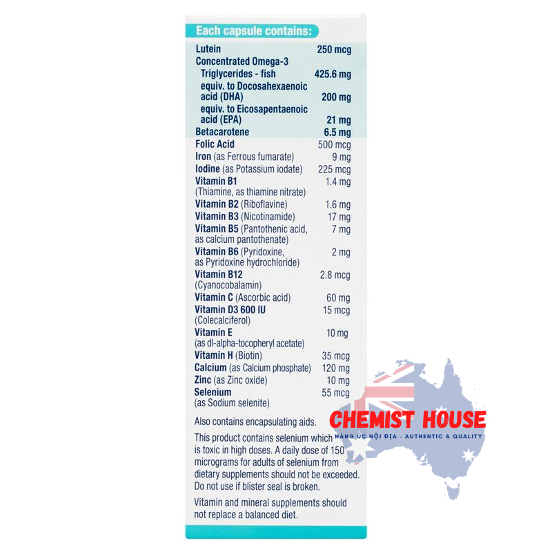 Elevit Breastfeeding - Viên uống dành cho phụ nữ sau sinh và cho con bú 60 viên (60 ngày)