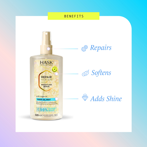 Dầu dưỡng tóc HASK Repair Series Weightless Repair Hair Oil Mist 120mL- HASK Repair Series Weightless Repair Hair Oil Mist 120mL- Dầu dưỡng tóc