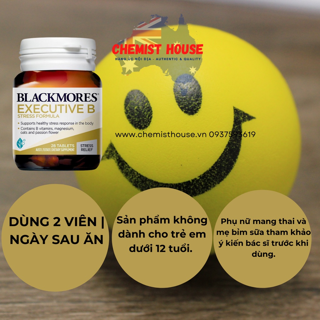 [Hàng chuẩn Úc] Viên Uống Giảm Căng Thẳng, Mệt Mỏi Blackmores Executive B Stress Formula