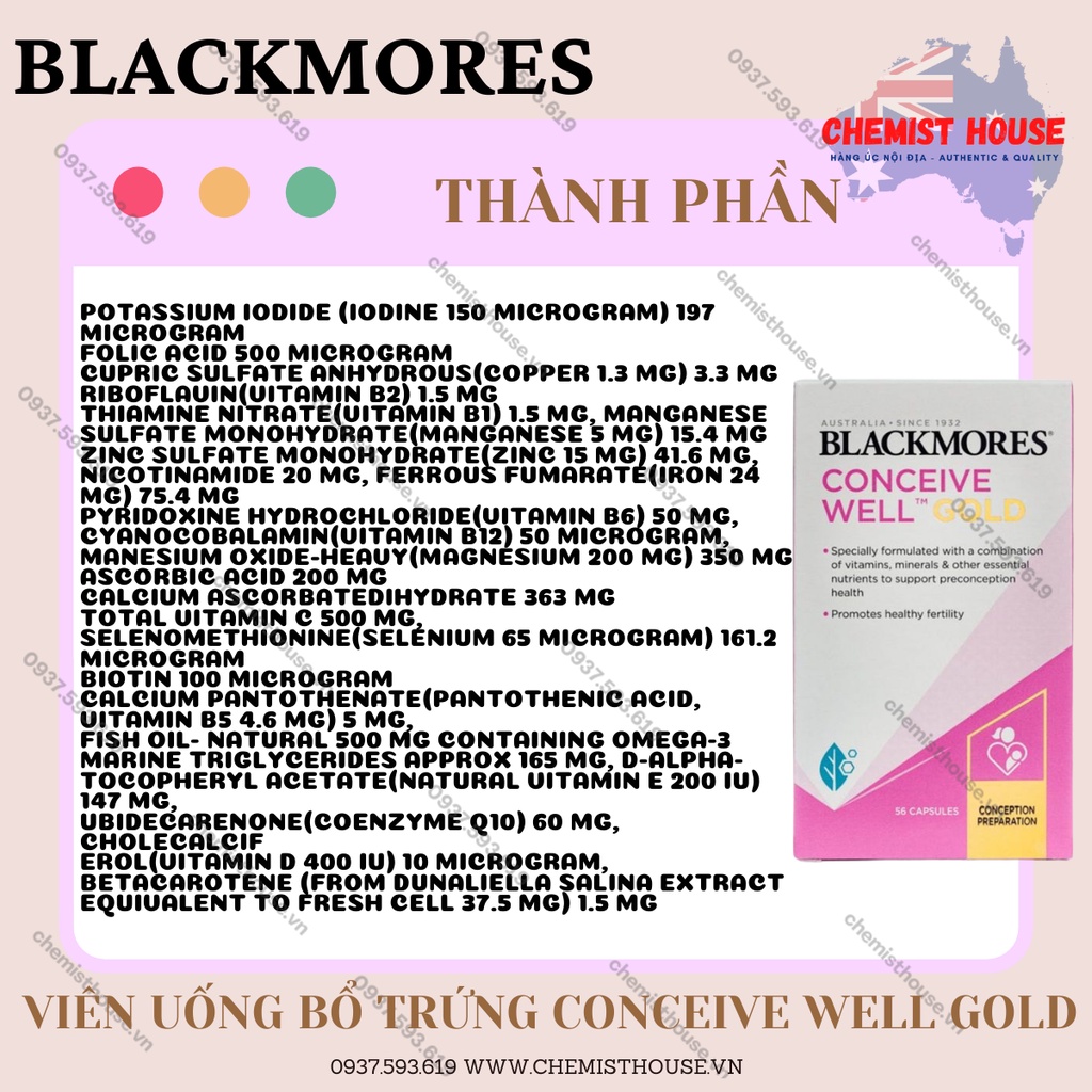 Combo Tăng Thụ Thai Blackmores 2 Món (Conceive Well Men + Blackmores Conceive Well Gold Preconception)