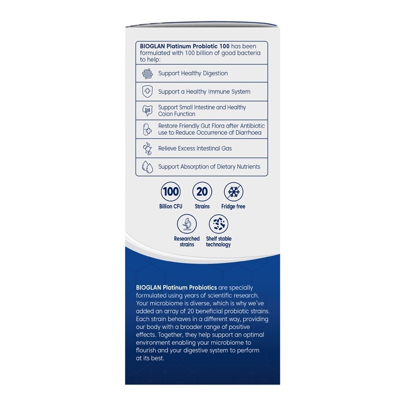Viên uống bổ sung lợi khuẩn Bioglan Platinum Probiotic 100 Billion 30 Capsules
